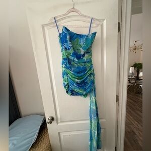 Hello Molly Runaway Zayla Mini Dress in blue floral print